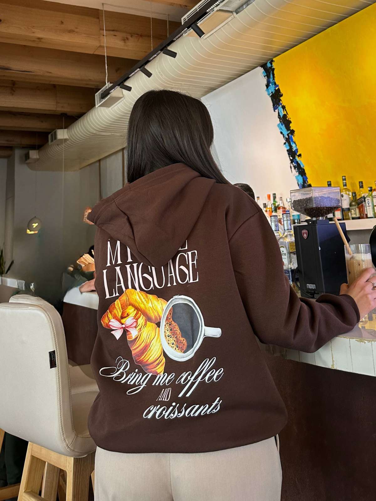 girl breakfast brown hoodie