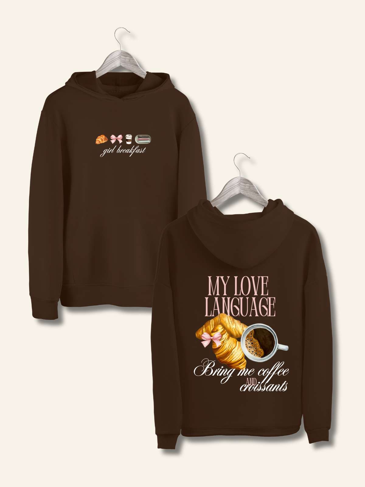 girl breakfast brown hoodie