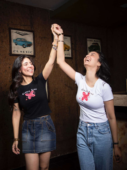 cesara lina white baby tee