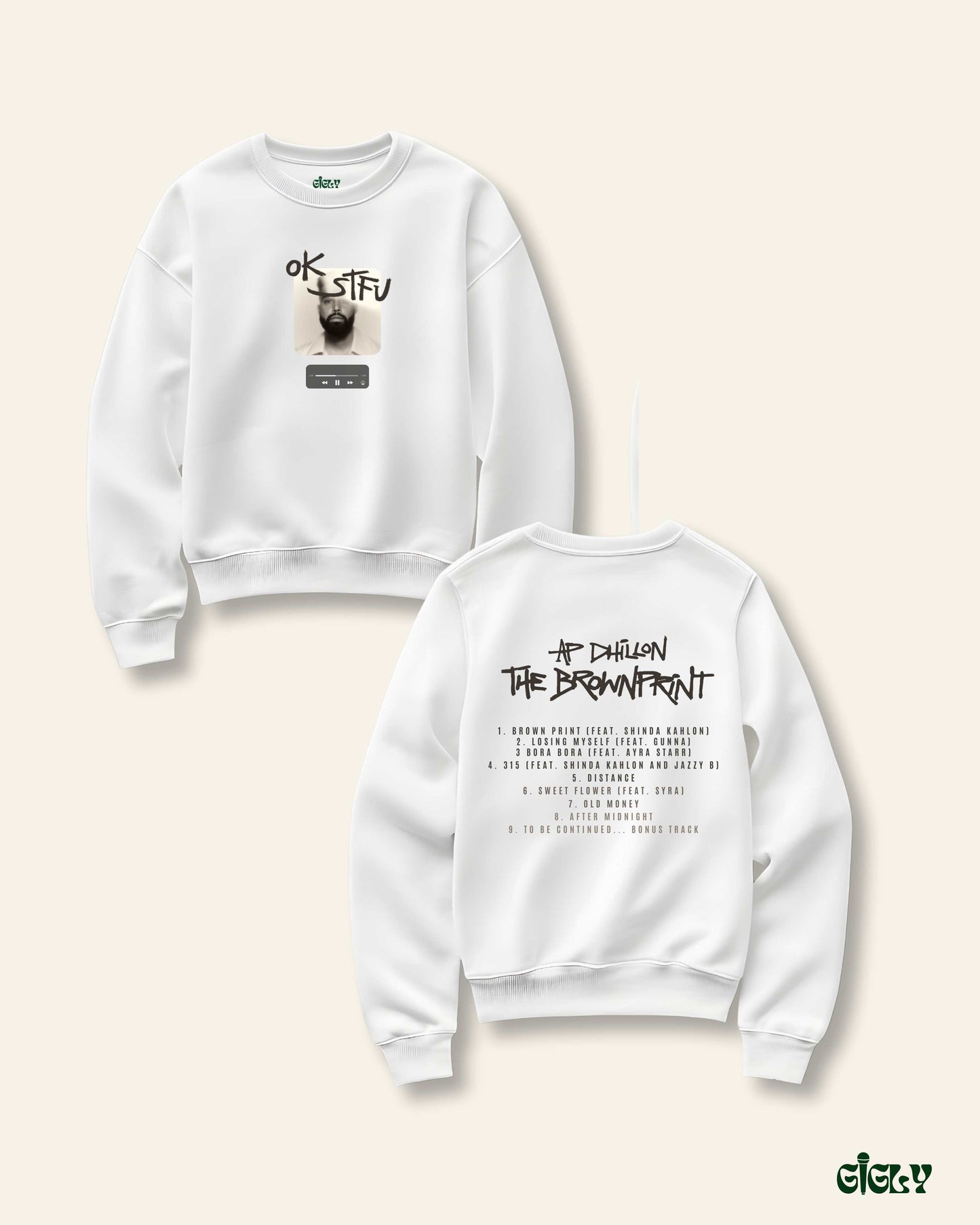 AP ok stfu white sweatshirt