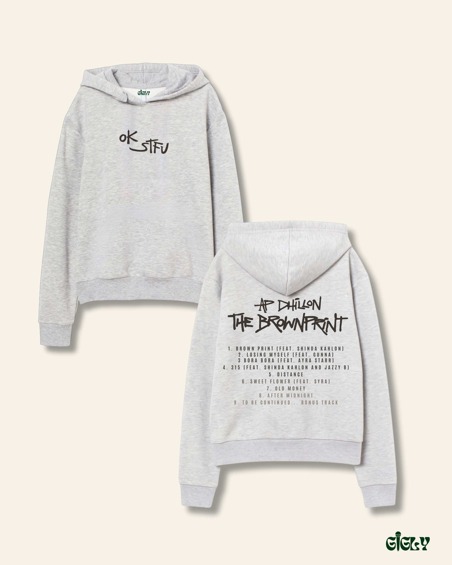 AP ok stfu grey hoodie