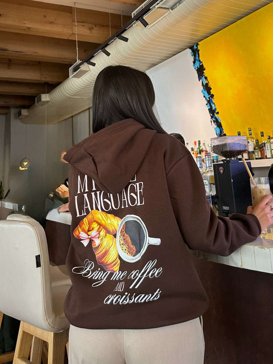 girl breakfast brown hoodie