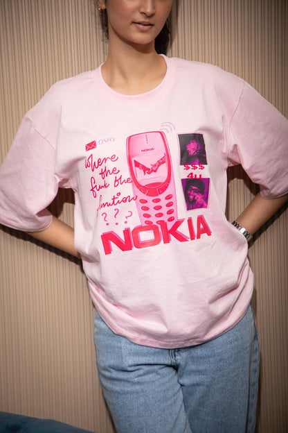 nokia pink oversized tee